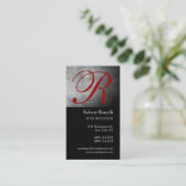 Black White Grey Monogram Visitekaartje (Staand voorkant)
