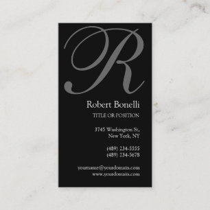 Black White Grey Monogram Visitekaartje