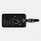 Black White Grey Monogram Visitekaartje Bagagelabel (Voorkant horizontaal)
