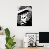 Black White Grey Pop Art Gorilla Portret Poster (Thuiskantoor)