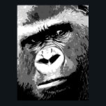 Black White Grey Pop Art Gorilla Portret Poster<br><div class="desc">Digital Computer Animal Art - College Pop Art - Wild Animal Computer Afbeeldingen</div>
