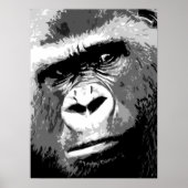 Black White Grey Pop Art Gorilla Portret Poster (Voorkant)