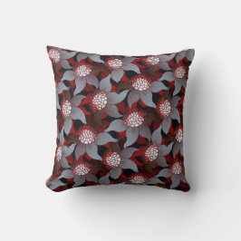 Black White Grey & Red Bold Floral Pattern Kussen