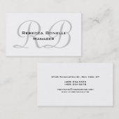 Black White Grey Script Monogram Visitekaartje (Voorkant / Achterkant)