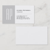 Black White Grey Stripe Monogram Visitekaartje (Voorkant / Achterkant)