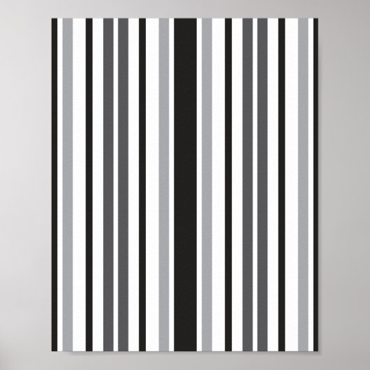Black White Grey Stripe Pattern Poster (Voorkant)