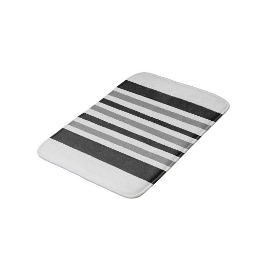 Black White Grey Striped Pattern Badmat (Gekanteld)