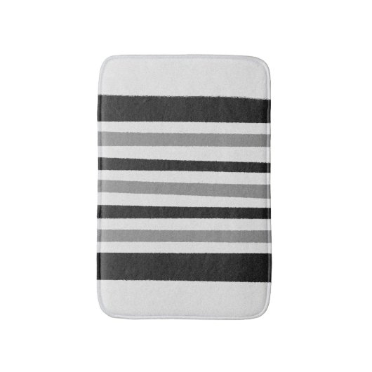Black White Grey Striped Pattern Badmat (Voorkant Verticaal)