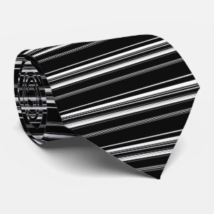 Black White Grey Striped Pattern Stropdas