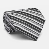 Black White Grey Striped Pattern Stropdas (Opgerold)