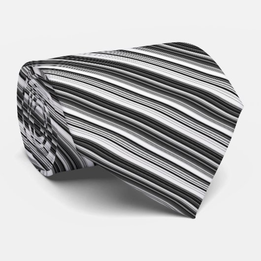 Black White Grey Striped Pattern Stropdas (Opgerold)