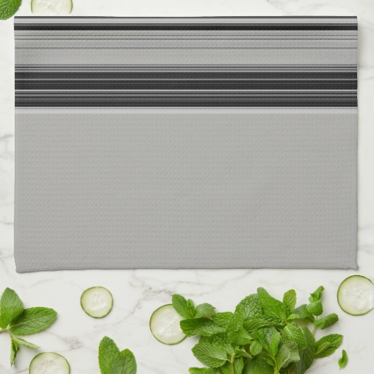 Black White Grey Striped Pattern Theedoek (Gevouwen)