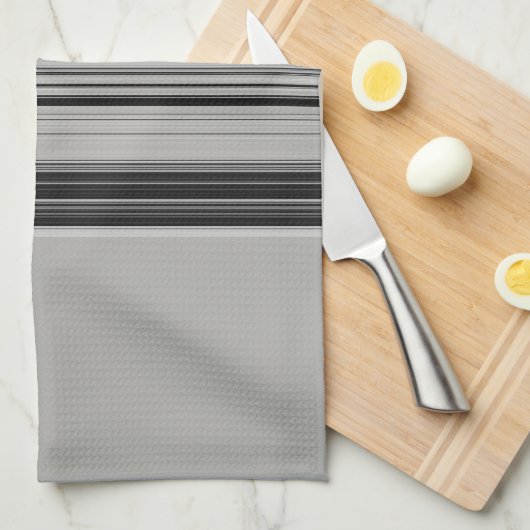 Black White Grey Striped Pattern Theedoek (Quarter Fold)