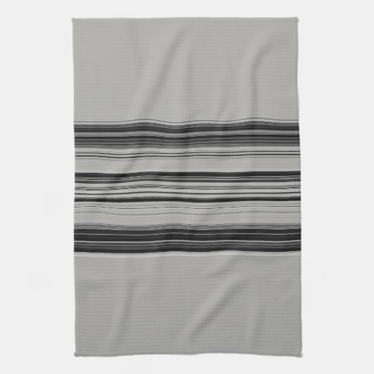 Black White Grey Striped Pattern Theedoek (Verticaal)