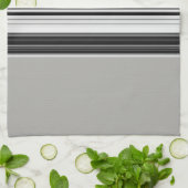 Black White Grey Striped Pattern Theedoek (Gevouwen)