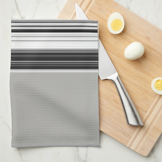 Black White Grey Striped Pattern Theedoek (Quarter Fold)
