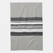 Black White Grey Striped Pattern Theedoek (Verticaal)