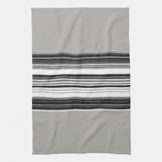 Black White Grey Striped Pattern Theedoek (Verticaal)