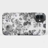 Black & White Grey Tone  Floral Toile No.3 Case-Mate iPhone Case (Achterkant (horizontaal))
