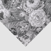 Black & White Grey Tone  Floral Toile No.3 Tissuepapier (Detail)