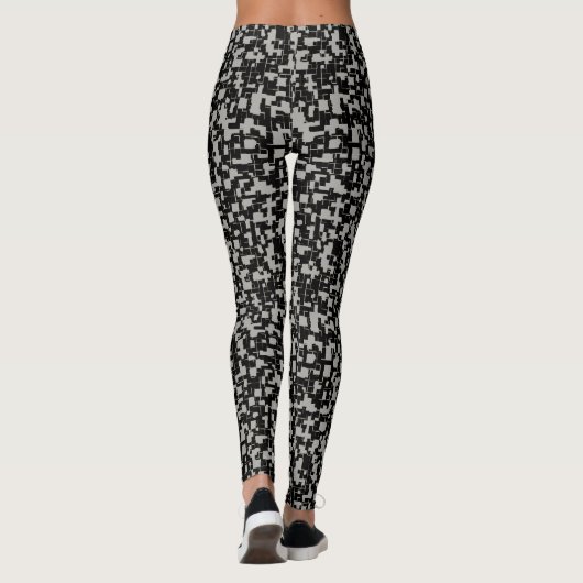 Black White Grey Trendy Pattern Leggings (Achterkant)