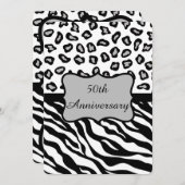 Black White Grey Zebra Leopard 50th Jubileum Kaart (Voorkant / Achterkant)