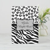 Black White Grey Zebra Leopard Girls Night Out Kaart (Staand voorkant)