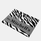 Black White Grey Zebra Skin Name Persoonlijk Deurmat (Schuin)