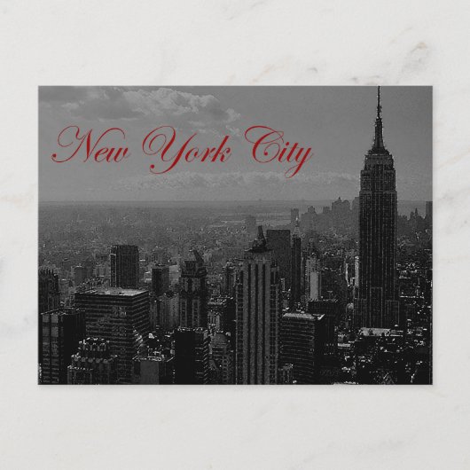 Black White Greyscale New York City Briefkaart (Voorkant)