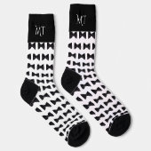 Black & White Groomsmen Wedding Monogram Sokken (Rechts)