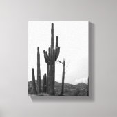 Black & White Group of Saguaro Cactus on Hill 8x10 Canvas Afdruk (Voorkant)