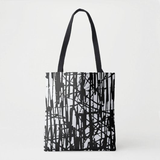 Black White Grunge Pattern-schouder-Canvas tas (Voorkant)