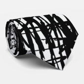 Black White Grunge Pattern Unisex Stropdas (Opgerold)