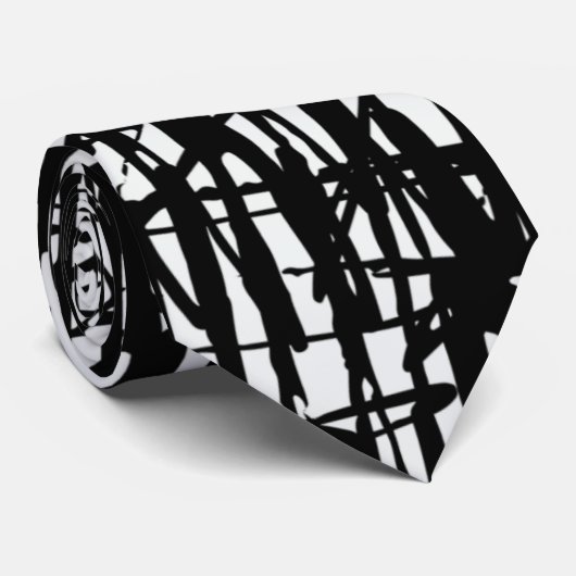 Black White Grunge Pattern Unisex Stropdas (Opgerold)