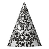 Black White Grungey Toile Herfst Halloween Feesthoedjes (Achterkant)