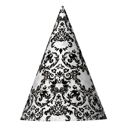 Black White Grungey Toile Herfst Halloween Feesthoedjes (Voorkant)