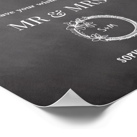 Black White Guest Book Rustic Wedding Sign Poster (Hoek)