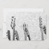 Black White Guitars Music Feathers Wedding Kaart (Achterkant)