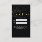 Black White Hair Pattern Gold Scissors Haarstylist Afsprakenkaartje (Achterkant)