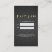 Black White Hair Pattern Gold Scissors Haarstylist Afsprakenkaartje (Achterkant)