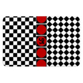Black White Half Diamond Checkers Magneet (Horizontaal)