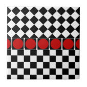 Black White Half Diamond Checkers Tegeltje (Voorkant)