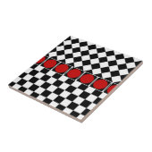 Black White Half Diamond Checkers Tegeltje (Zijkant)