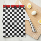 Black White Half Diamond Checkers Theedoek (Quarter Fold)