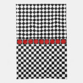 Black White Half Diamond Checkers Theedoek (Verticaal)