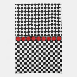 Black White Half Diamond Checkers Theedoek