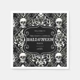 Black White Halloween Damask Skull Patroon Aangepa Servet