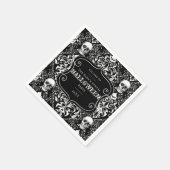 Black White Halloween Damask Skull Patroon Aangepa Servet (Hoek)