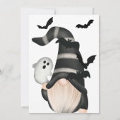 Black White Halloween Gnome Little Boo Baby Kaart (Achterkant)