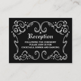 Black White Halloween gothic Scroll Reception Card Informatiekaartje